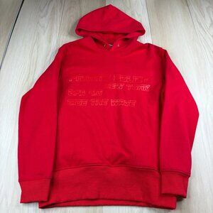 Private Policy New York Mens Red Long Sleeve Pocket Pullover Hoodie Size Medium